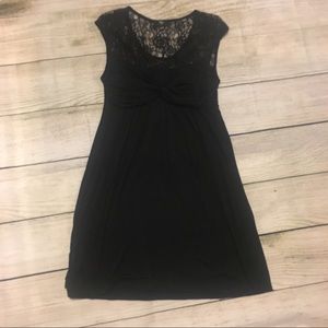 Aqua Brand Little Black Dress with Lace Accents